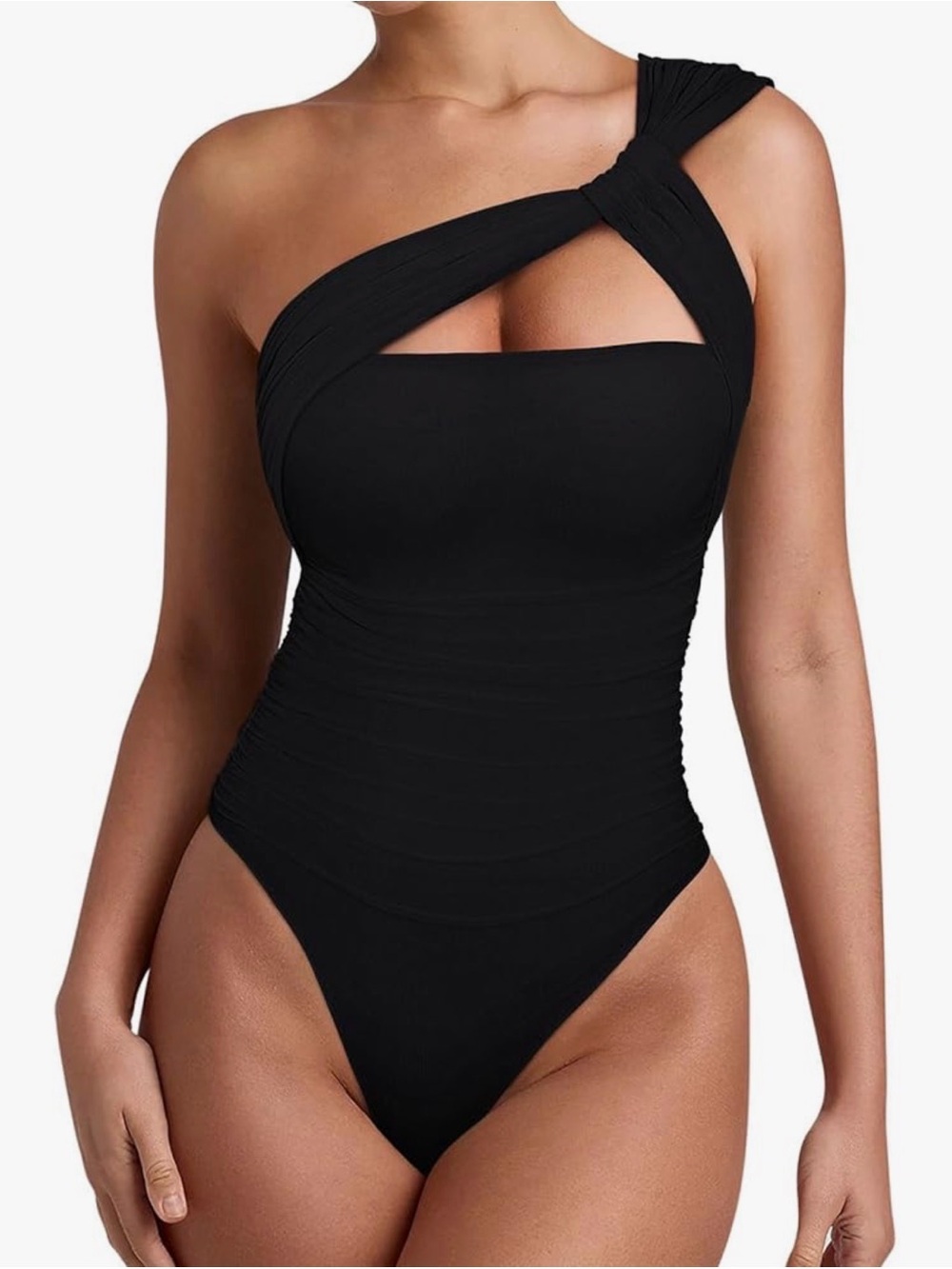 REORIA Mesh One Shoulder Bodysuit - Sexy Ruched Design - Size M - NWT